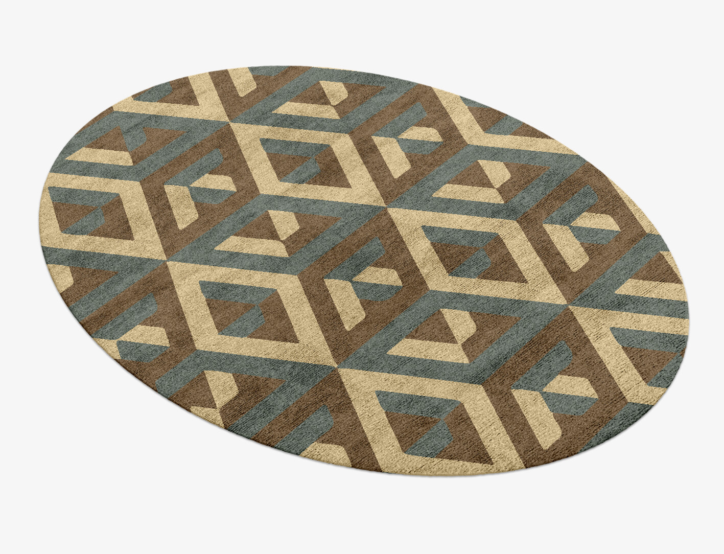 Structures Geometric Oval Hand Knotted Bamboo Silk Custom Rug by Rug Artisan