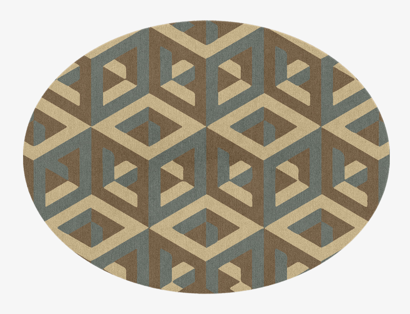 Structures Geometric Oval Hand Knotted Tibetan Wool Custom Rug by Rug Artisan
