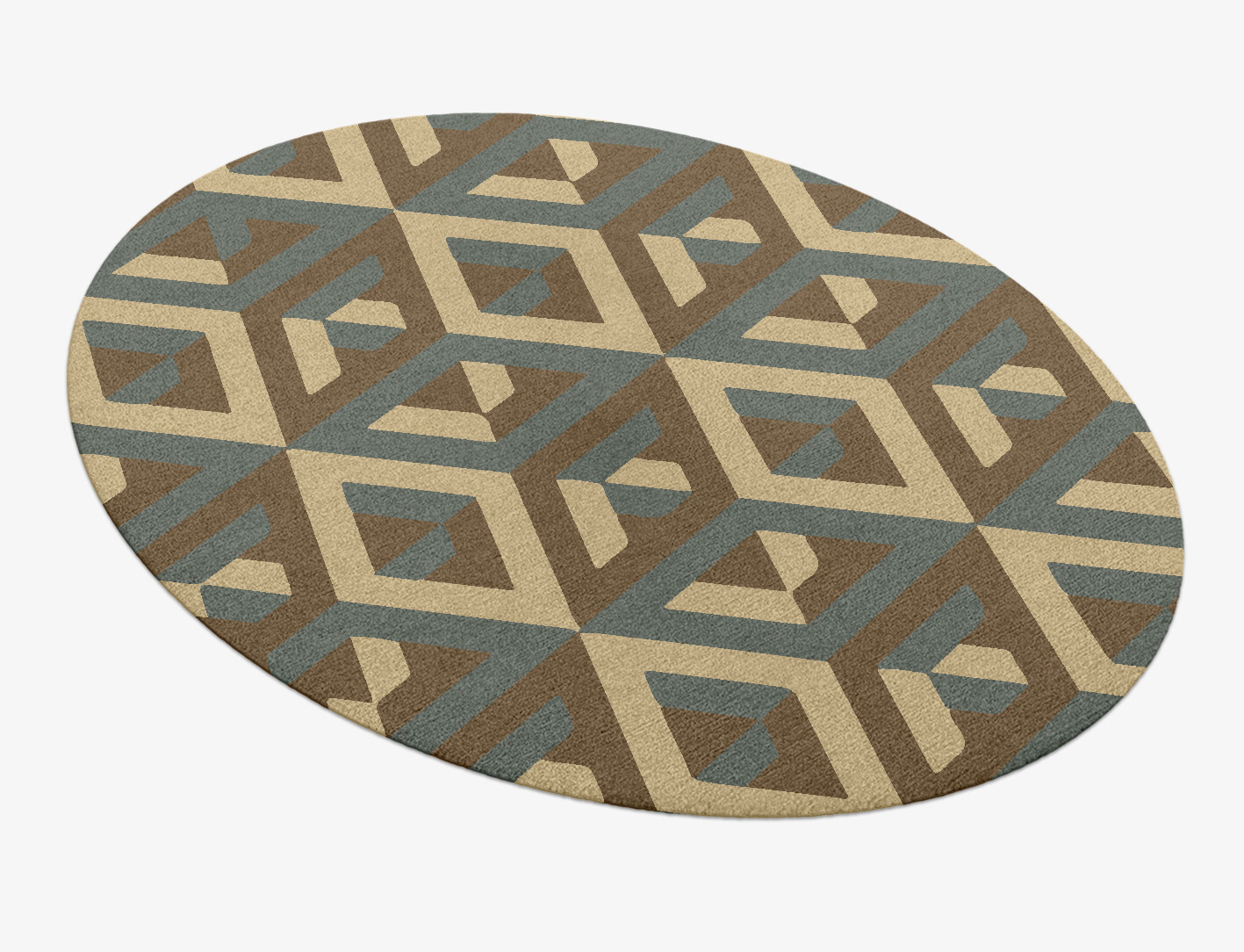 Structures Geometric Oval Hand Knotted Tibetan Wool Custom Rug by Rug Artisan