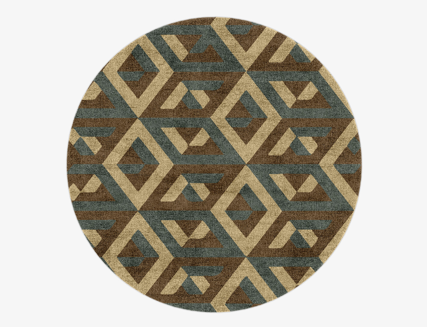Structures Geometric Round Hand Knotted Bamboo Silk Custom Rug by Rug Artisan