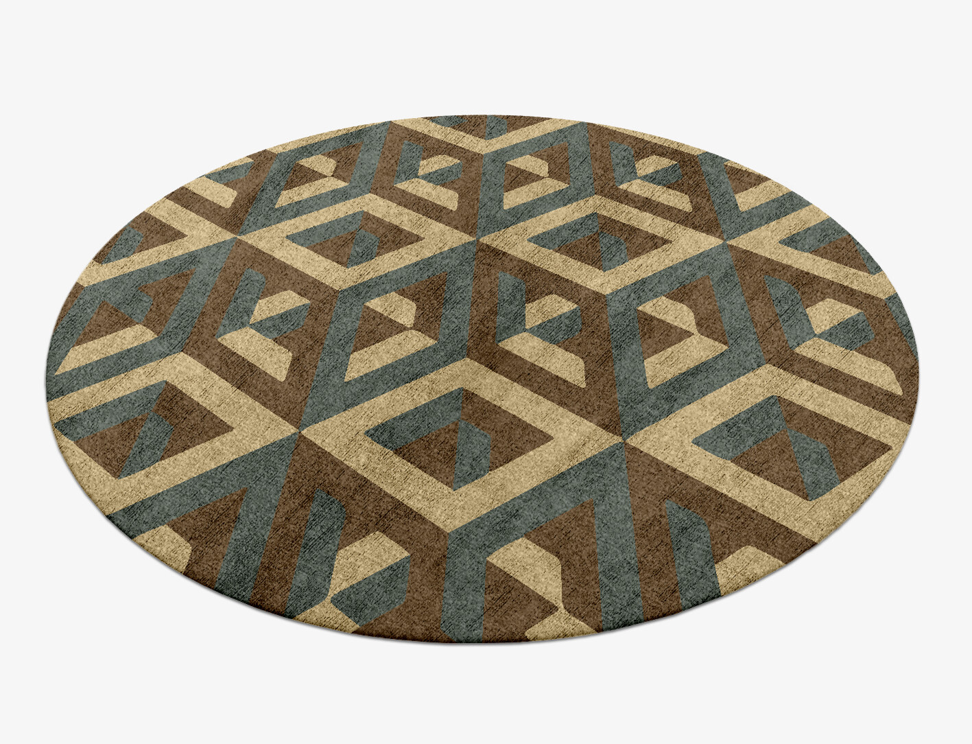 Structures Geometric Round Hand Knotted Bamboo Silk Custom Rug by Rug Artisan