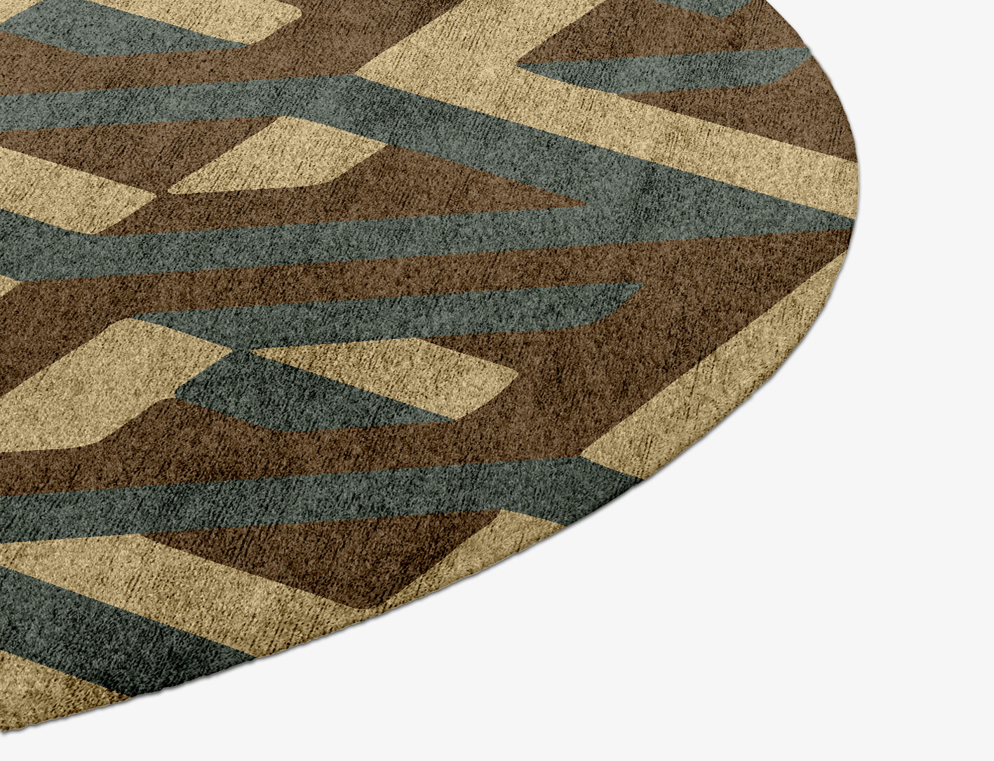 Structures Geometric Round Hand Knotted Bamboo Silk Custom Rug by Rug Artisan