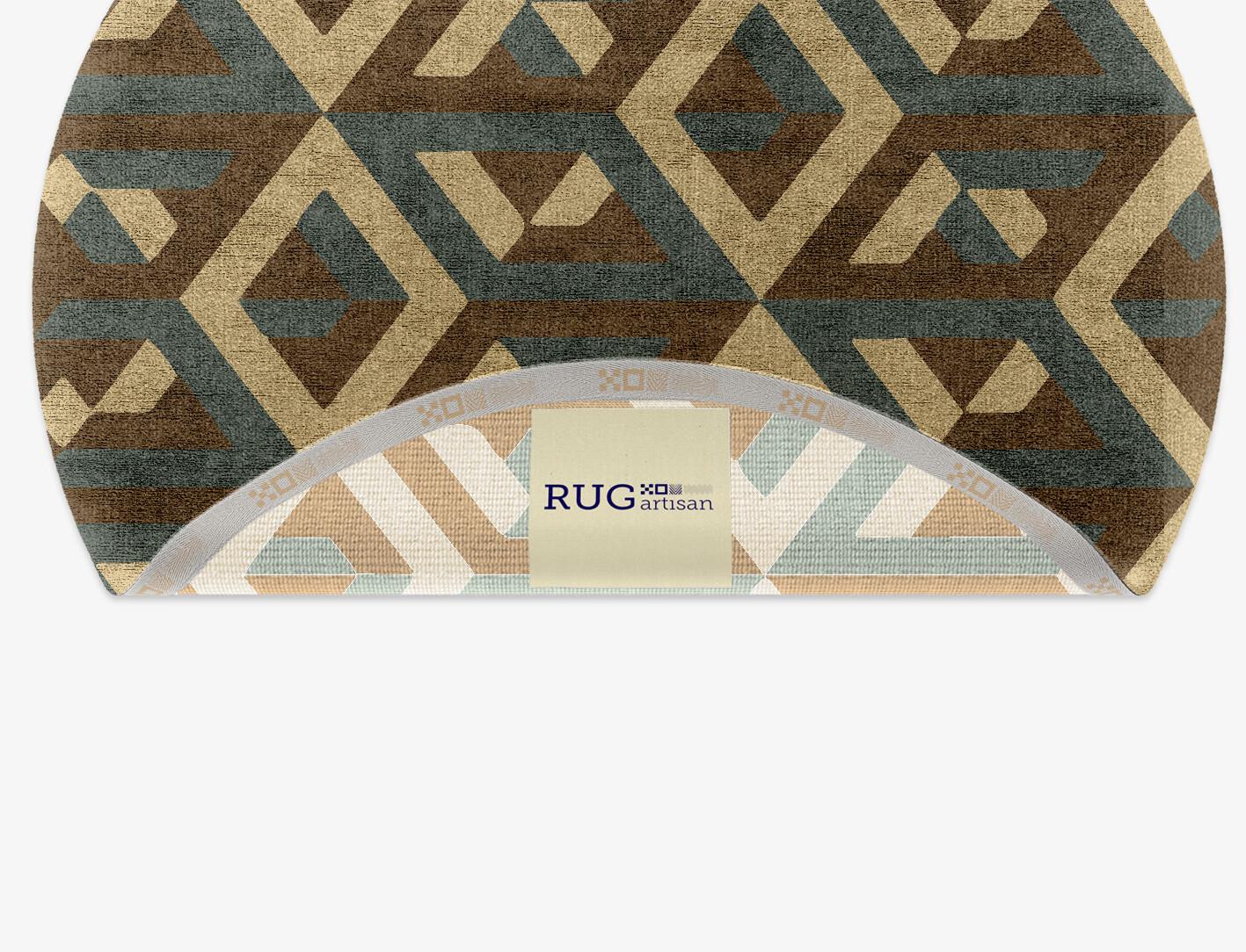 Structures Geometric Round Hand Knotted Bamboo Silk Custom Rug by Rug Artisan