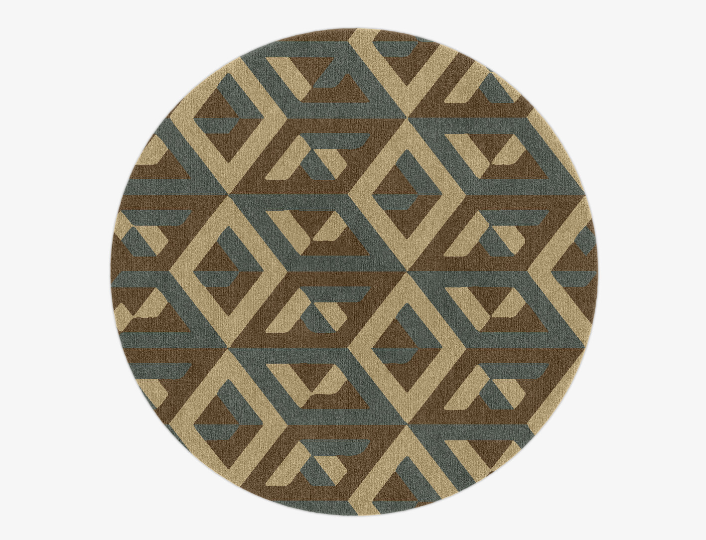 Structures Geometric Round Hand Knotted Tibetan Wool Custom Rug by Rug Artisan
