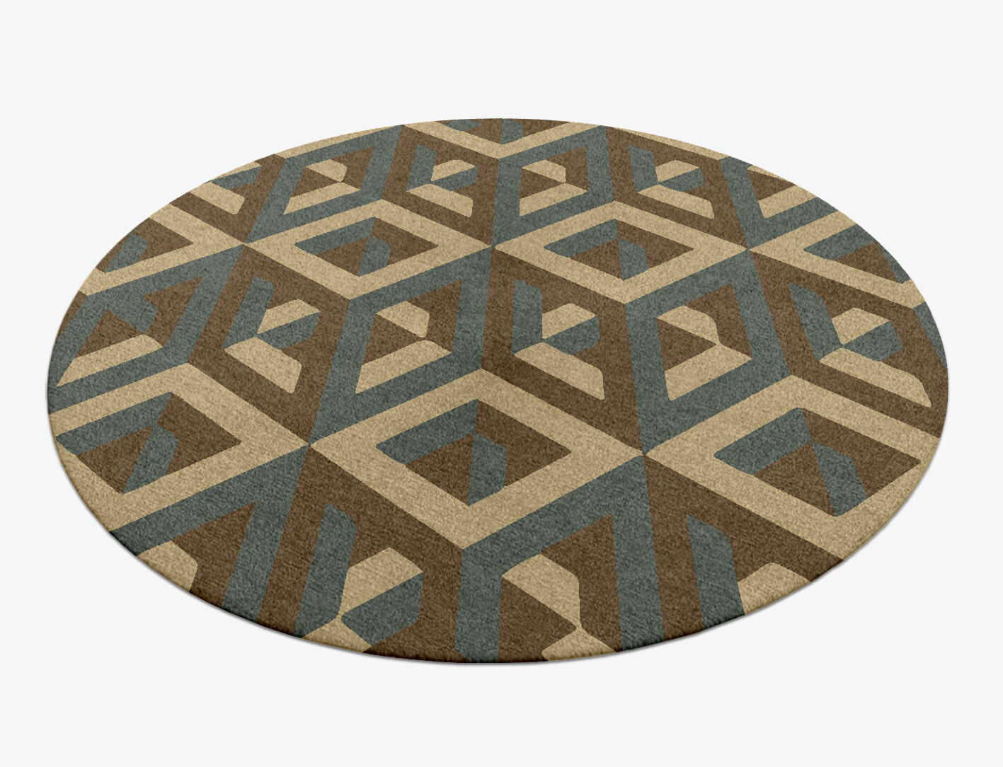 Structures Geometric Round Hand Knotted Tibetan Wool Custom Rug by Rug Artisan