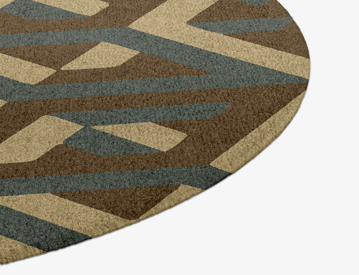 Structures Geometric Round Hand Knotted Tibetan Wool Custom Rug by Rug Artisan