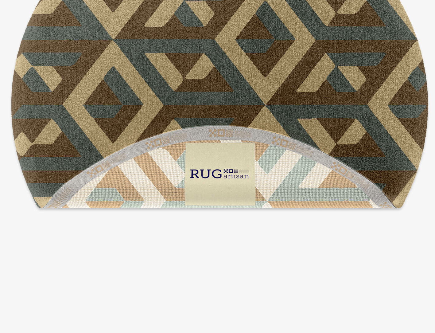 Structures Geometric Round Hand Knotted Tibetan Wool Custom Rug by Rug Artisan