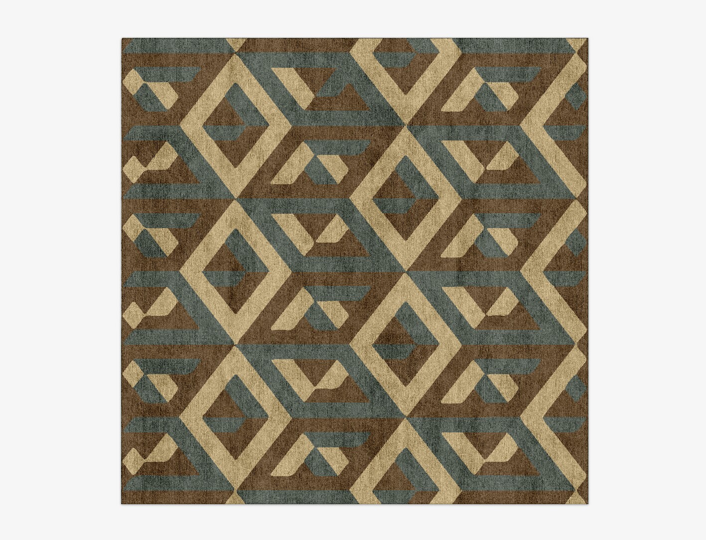Structures Geometric Square Hand Knotted Bamboo Silk Custom Rug by Rug Artisan