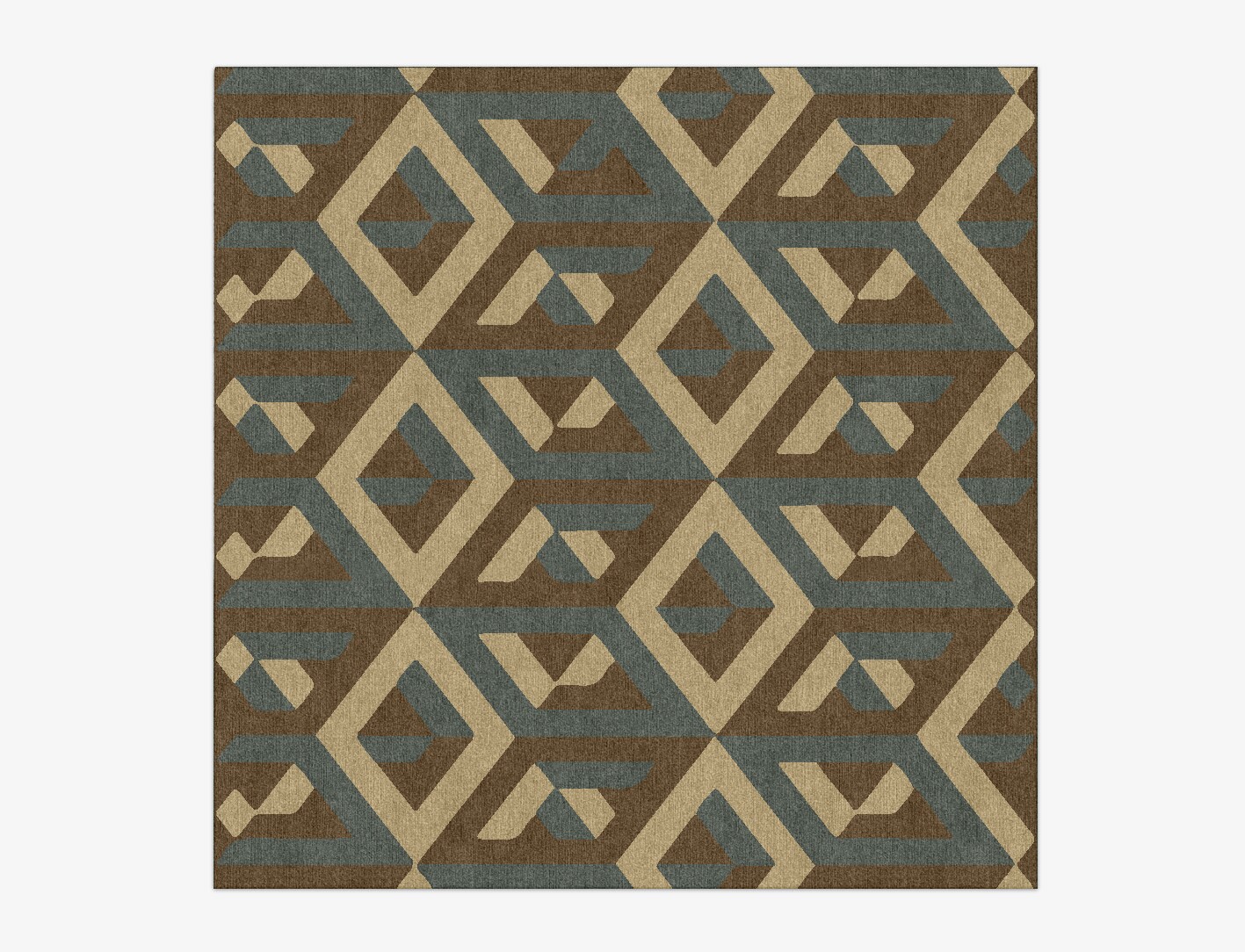 Structures Geometric Square Hand Knotted Tibetan Wool Custom Rug by Rug Artisan