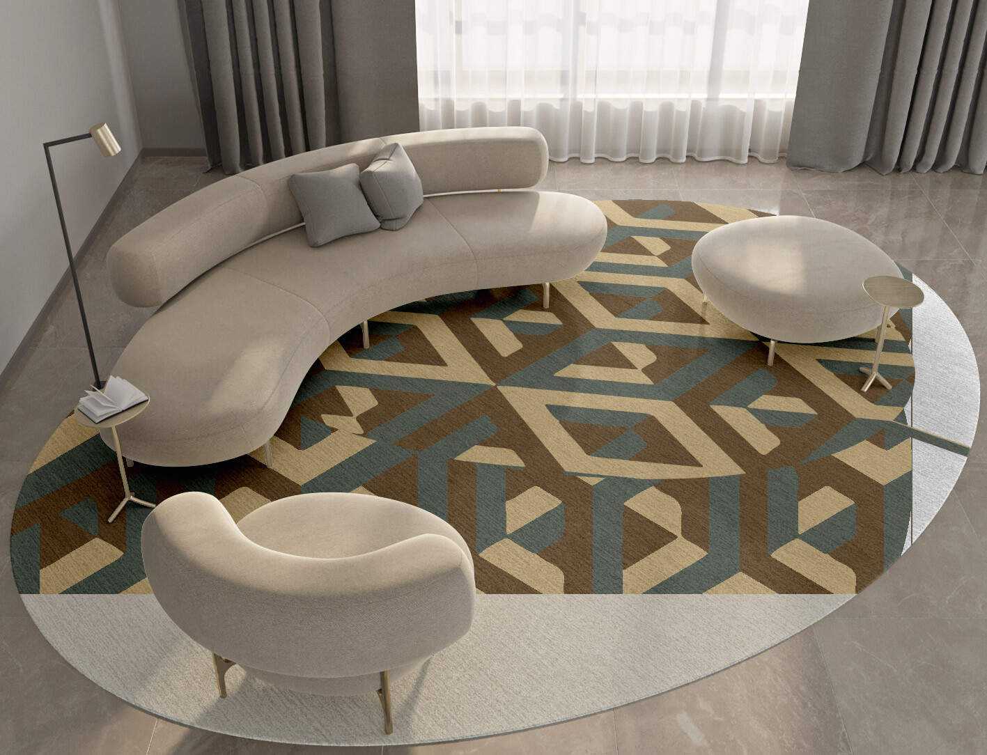 Structures Geometric Oval Hand Tufted Pure Wool Custom Rug by Rug Artisan