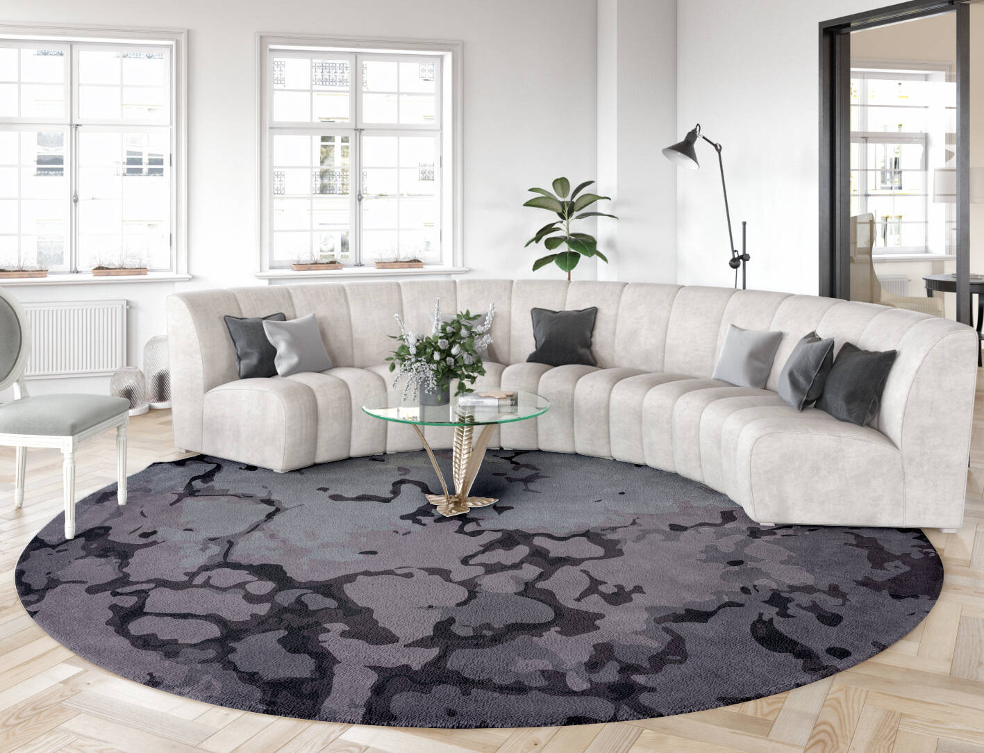 Sulley Surface Art Round Hand Tufted Pure Wool Custom Rug by Rug Artisan