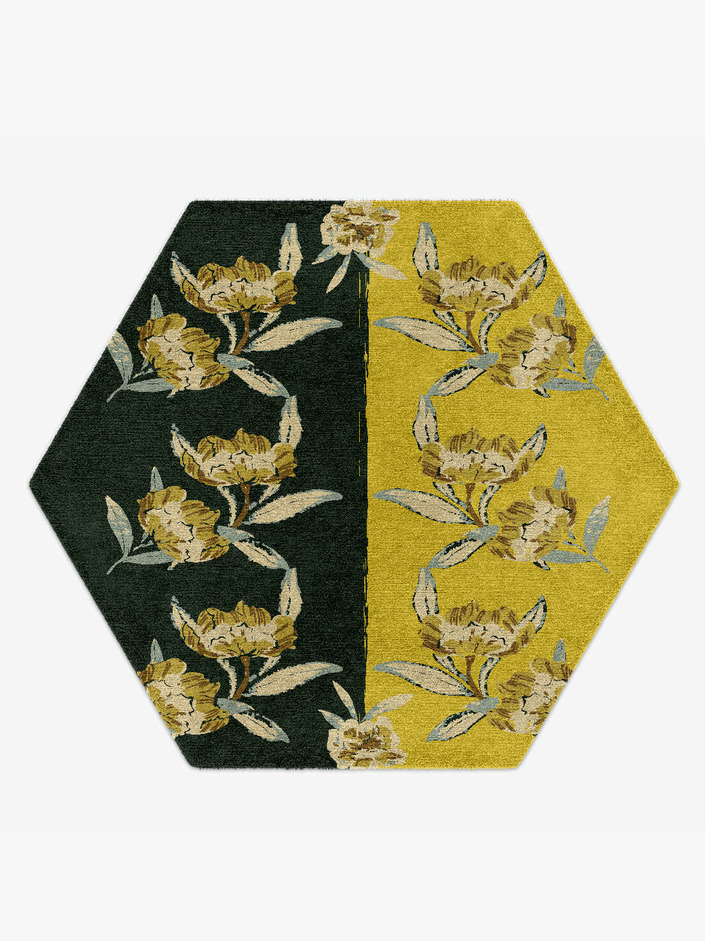 Summer Floral Hexagon Hand Knotted Tibetan Wool Custom Rug by Rug Artisan