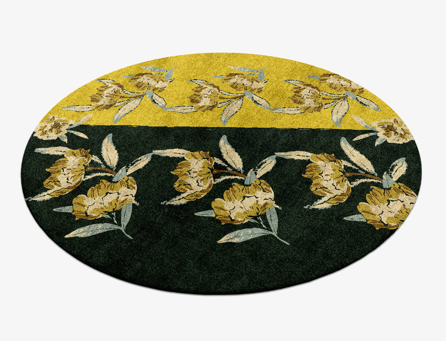 Summer Floral Round Hand Knotted Bamboo Silk Custom Rug by Rug Artisan