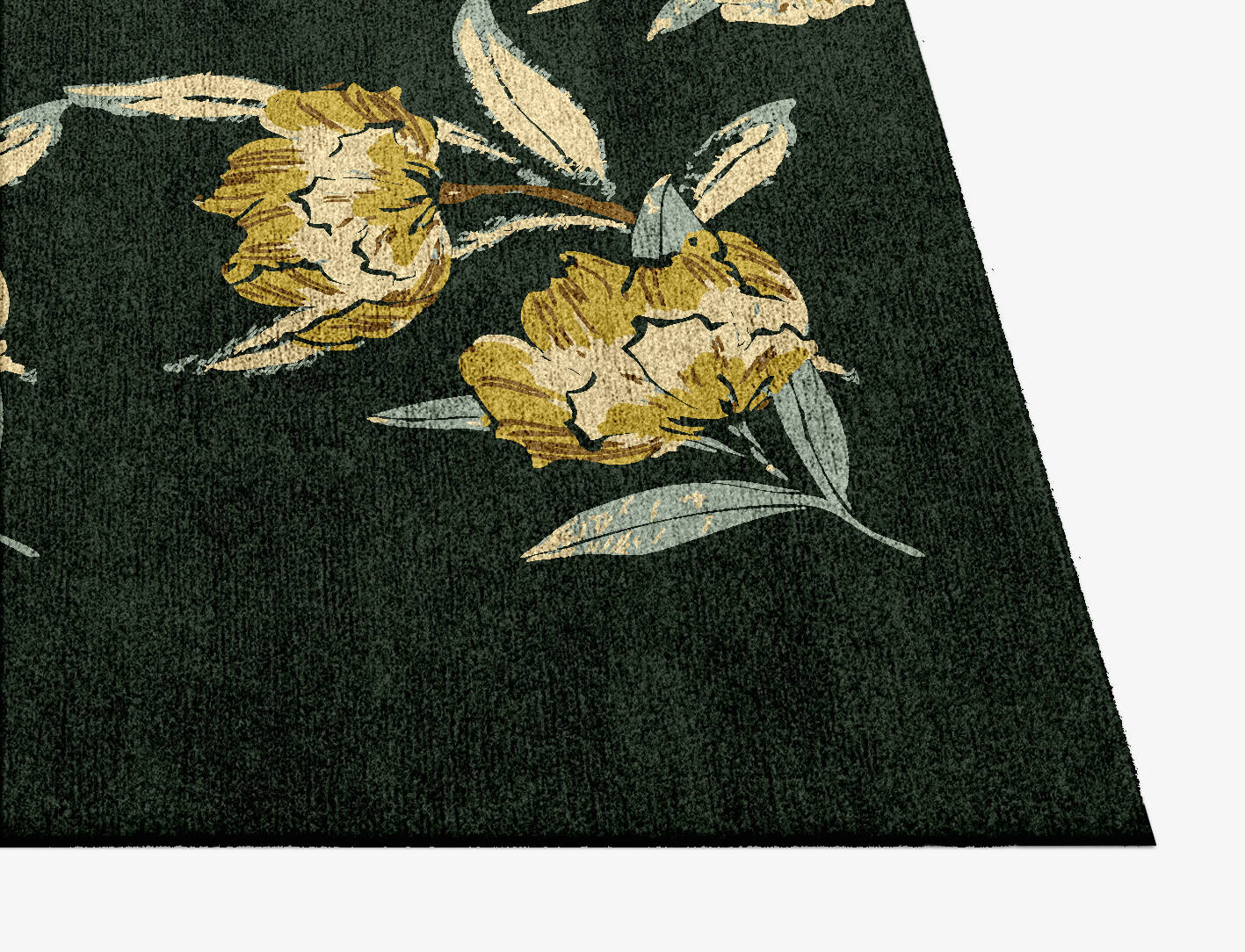 Summer Floral Square Hand Knotted Bamboo Silk Custom Rug by Rug Artisan