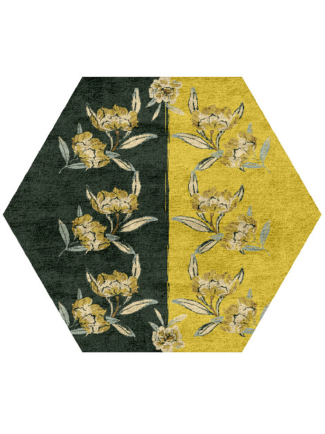 Summer Floral Hexagon Hand Tufted Bamboo Silk Custom Rug by Rug Artisan