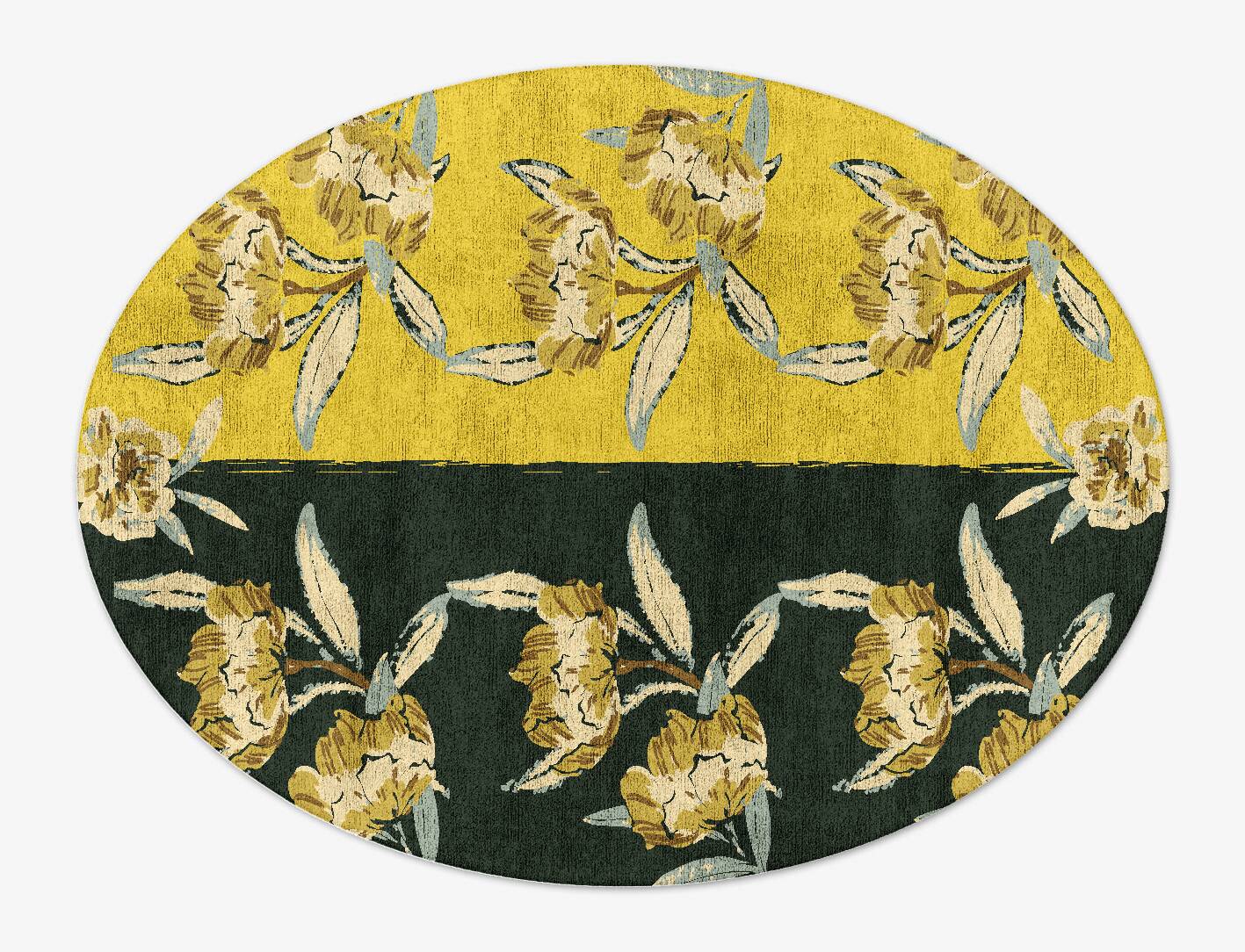 Summer Floral Oval Hand Tufted Bamboo Silk Custom Rug by Rug Artisan