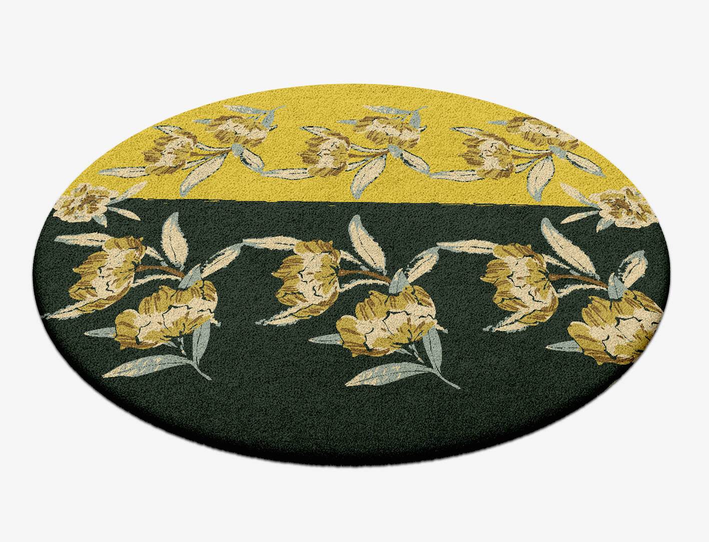 Summer Floral Round Hand Tufted Pure Wool Custom Rug by Rug Artisan