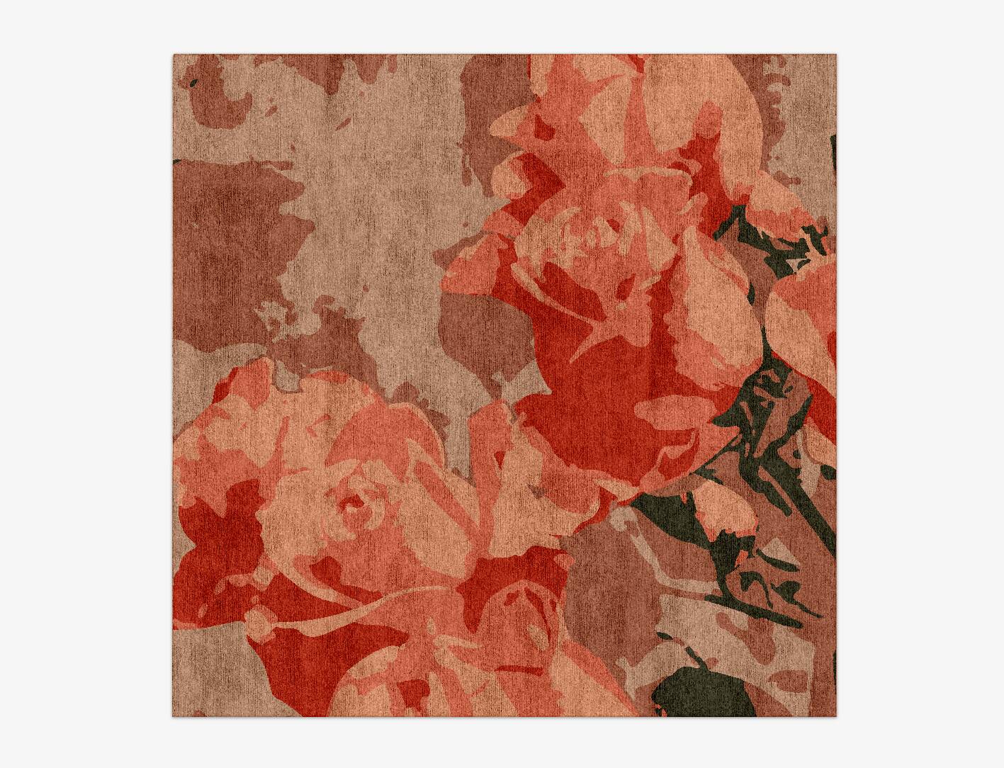Sundaze Floral Square Hand Knotted Bamboo Silk Custom Rug by Rug Artisan