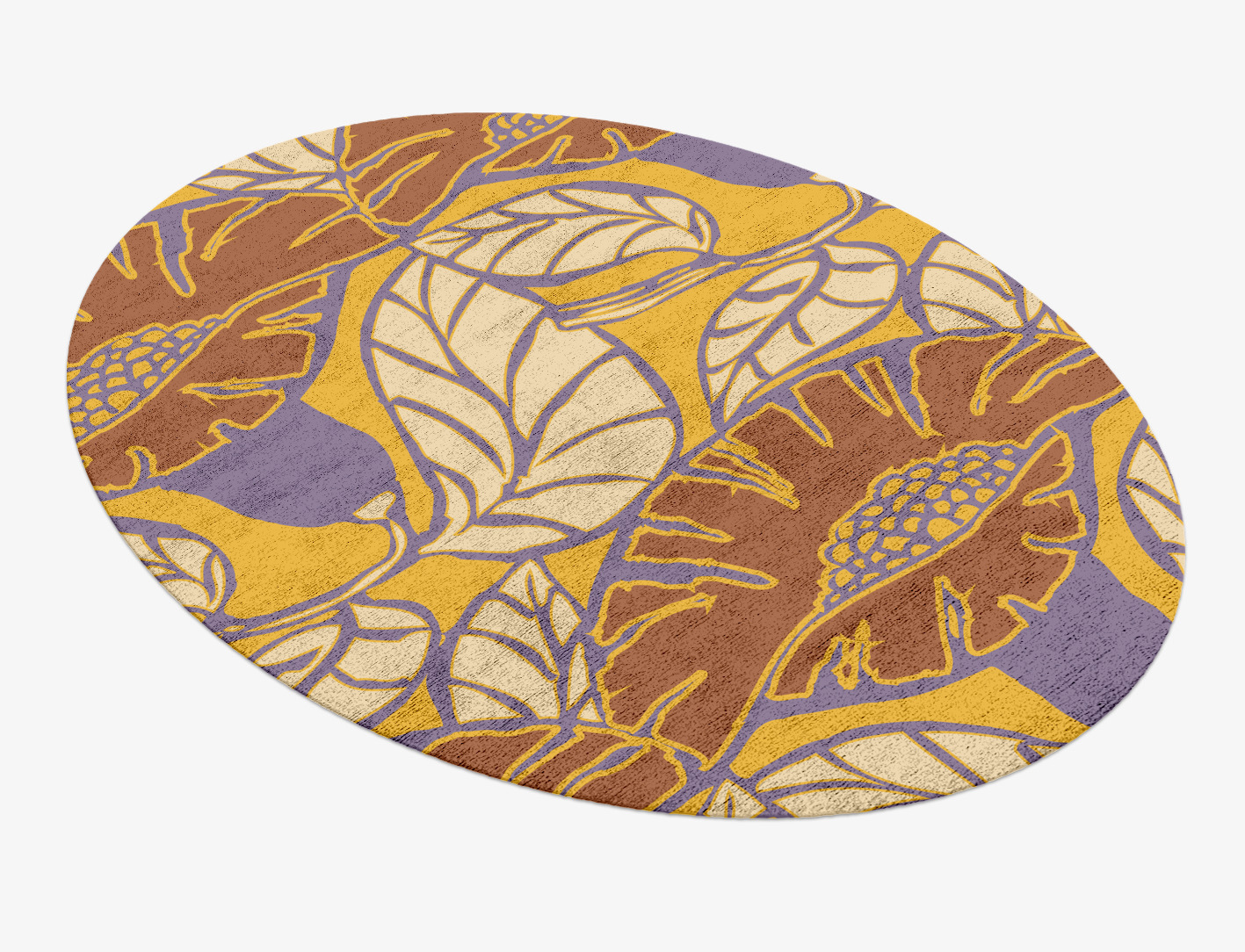 Sunflowers Floral Oval Hand Knotted Bamboo Silk Custom Rug by Rug Artisan