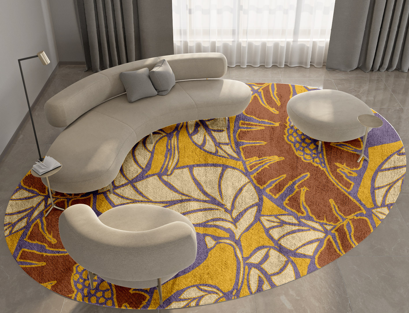 Sunflowers Floral Oval Hand Knotted Bamboo Silk Custom Rug by Rug Artisan