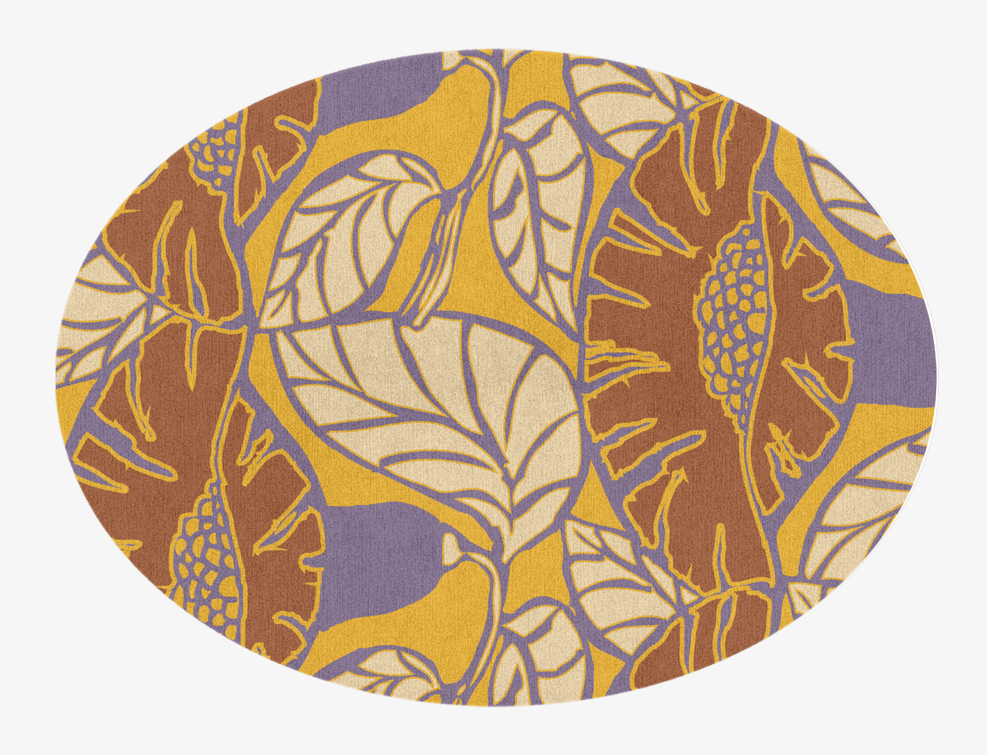 Sunflowers Floral Oval Hand Knotted Tibetan Wool Custom Rug by Rug Artisan
