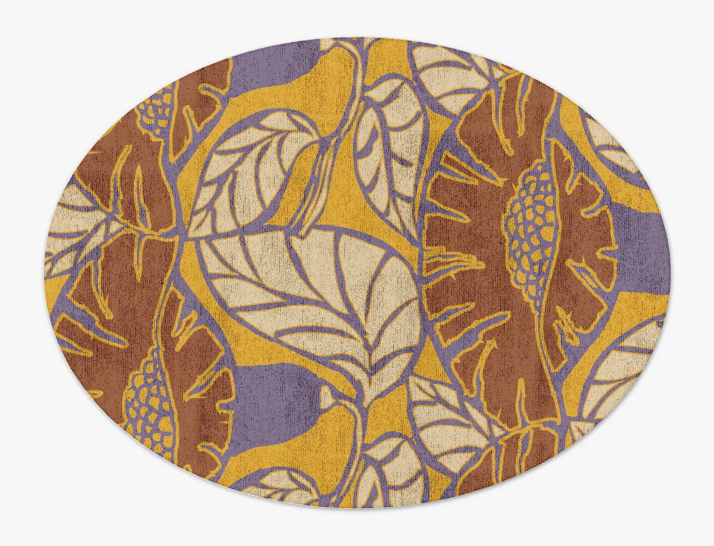 Sunflowers Floral Oval Hand Tufted Bamboo Silk Custom Rug by Rug Artisan