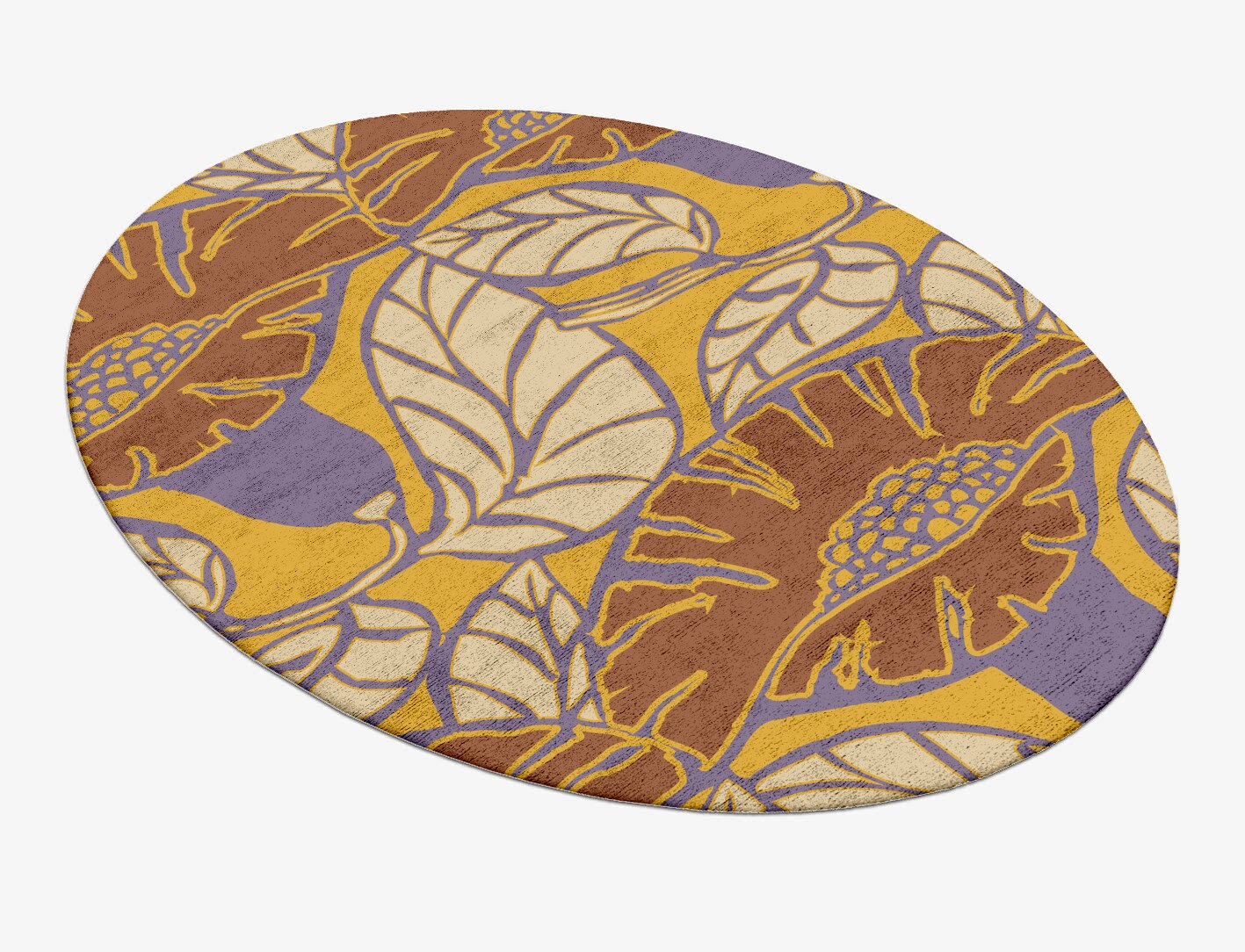 Sunflowers Floral Oval Hand Tufted Bamboo Silk Custom Rug by Rug Artisan