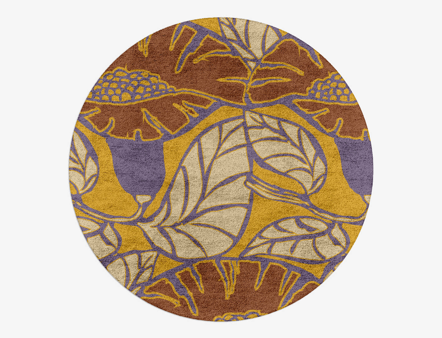 Sunflowers Floral Round Hand Tufted Bamboo Silk Custom Rug by Rug Artisan