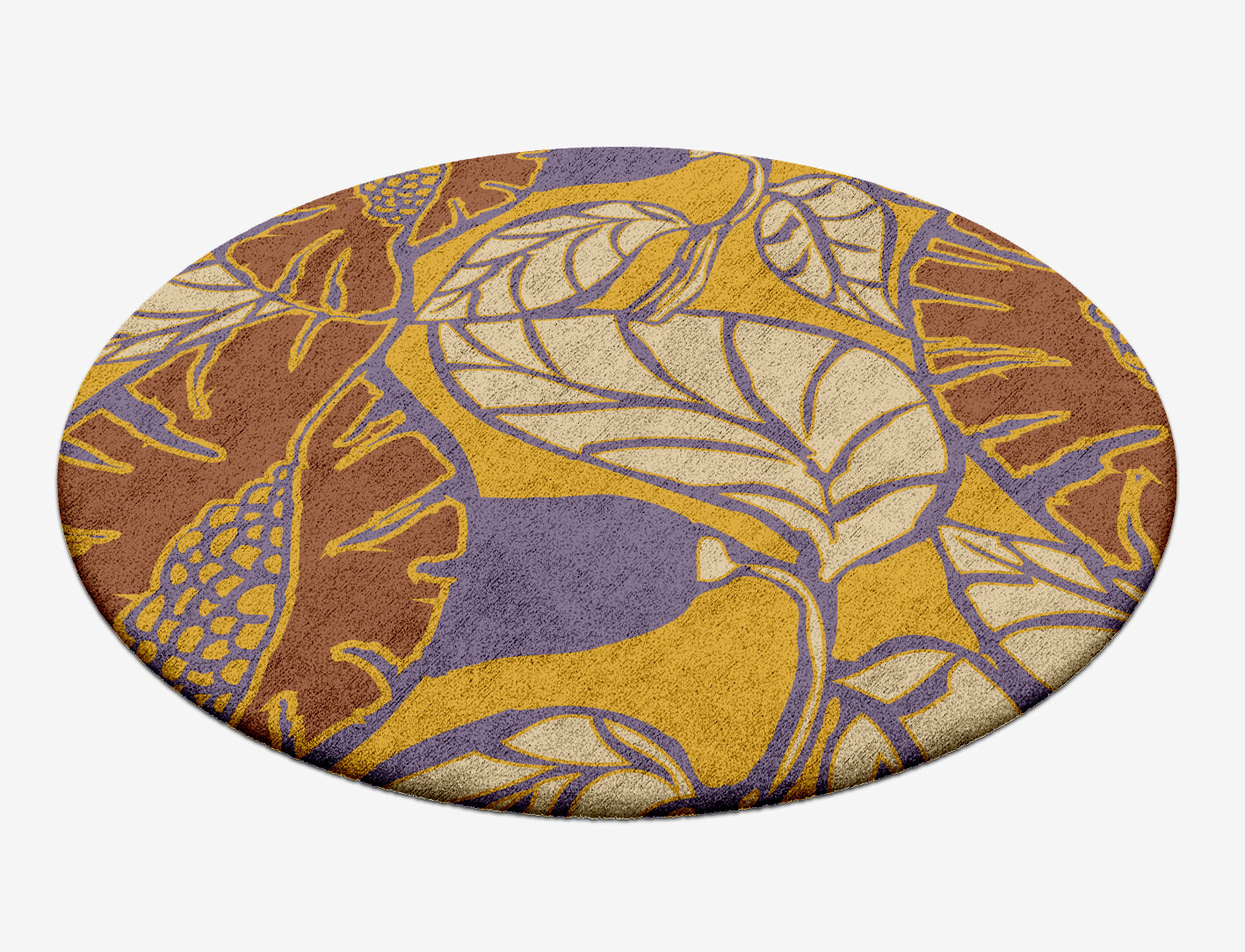 Sunflowers Floral Round Hand Tufted Bamboo Silk Custom Rug by Rug Artisan
