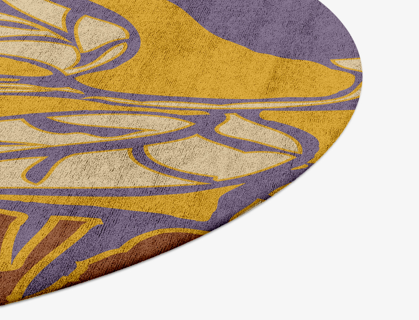 Sunflowers Floral Round Hand Tufted Bamboo Silk Custom Rug by Rug Artisan