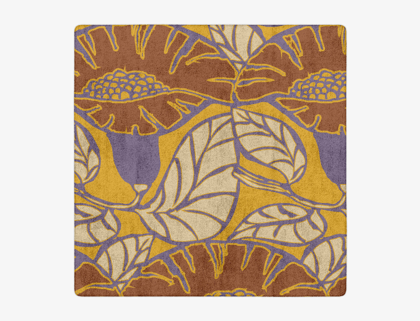 Sunflowers Floral Square Hand Tufted Bamboo Silk Custom Rug by Rug Artisan