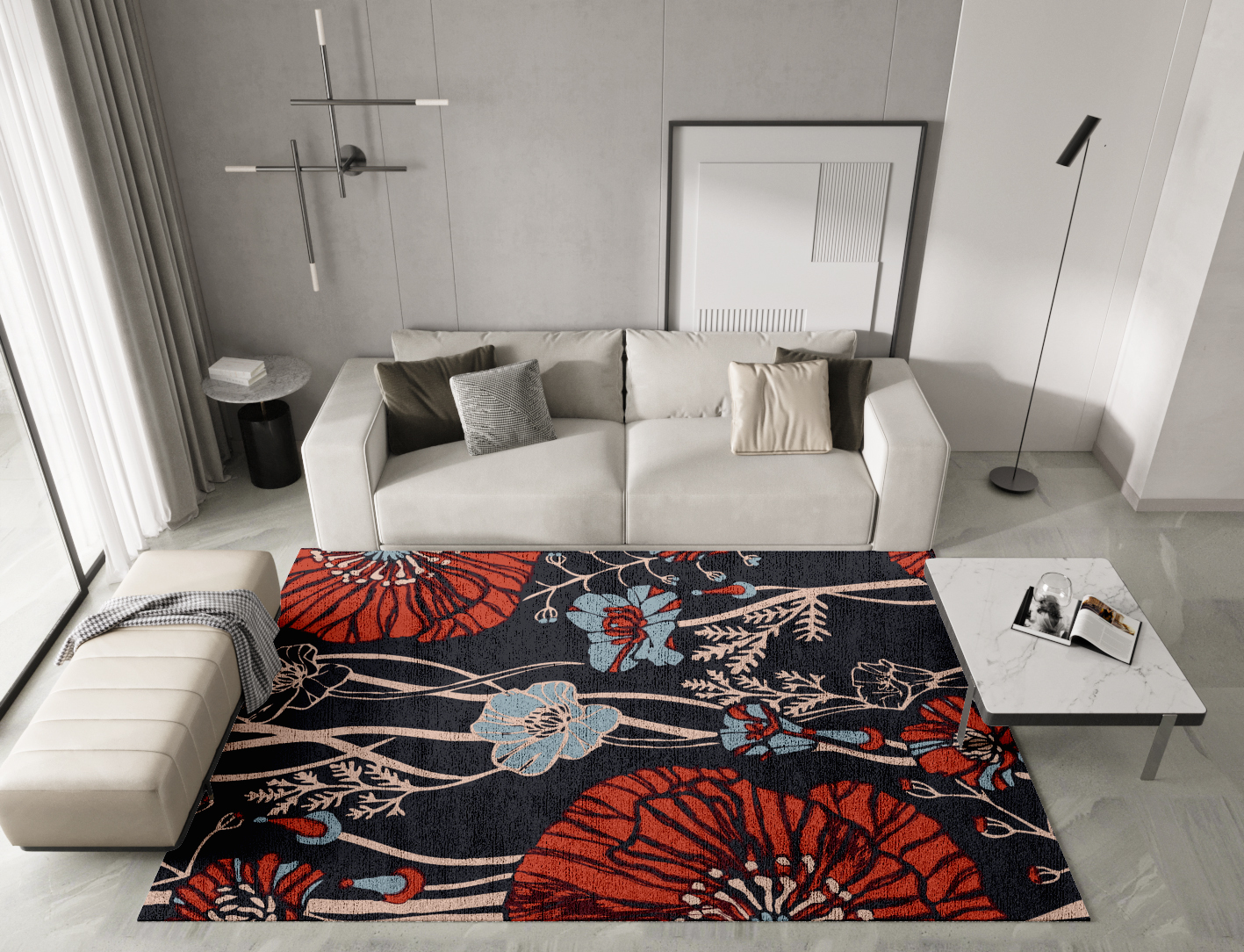 Sunken Garden Floral Rectangle Hand Knotted Bamboo Silk Custom Rug by Rug Artisan