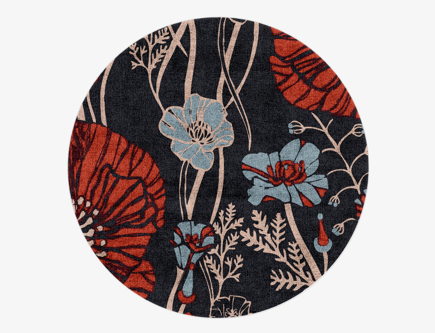 Sunken Garden Floral Round Hand Knotted Bamboo Silk Custom Rug by Rug Artisan