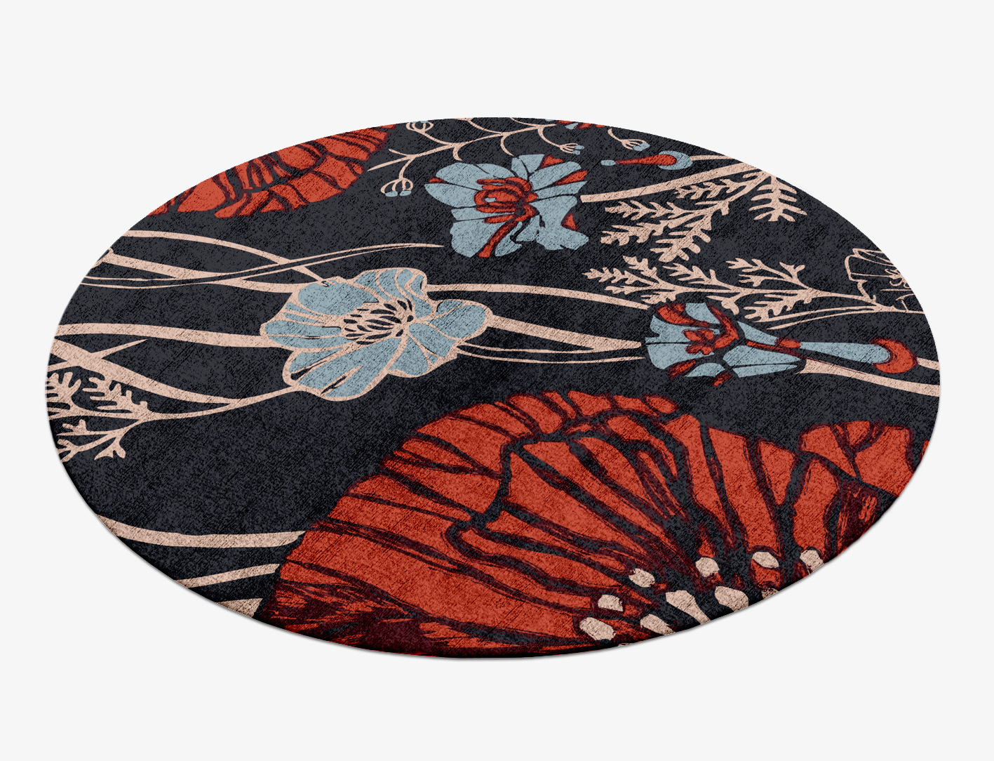 Sunken Garden Floral Round Hand Knotted Bamboo Silk Custom Rug by Rug Artisan