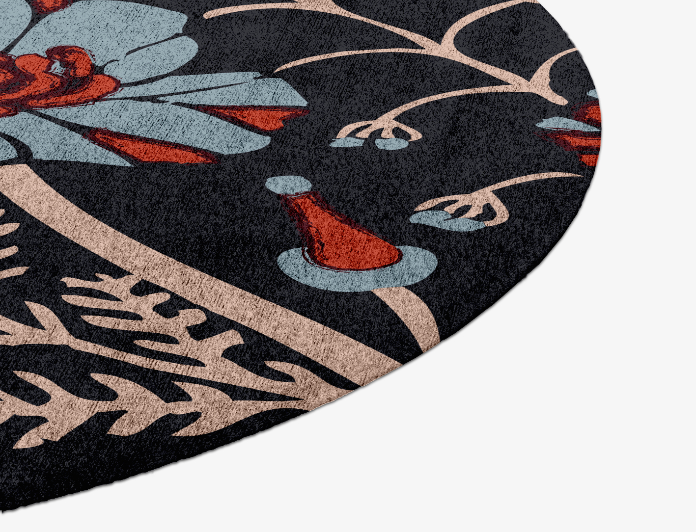 Sunken Garden Floral Round Hand Knotted Bamboo Silk Custom Rug by Rug Artisan