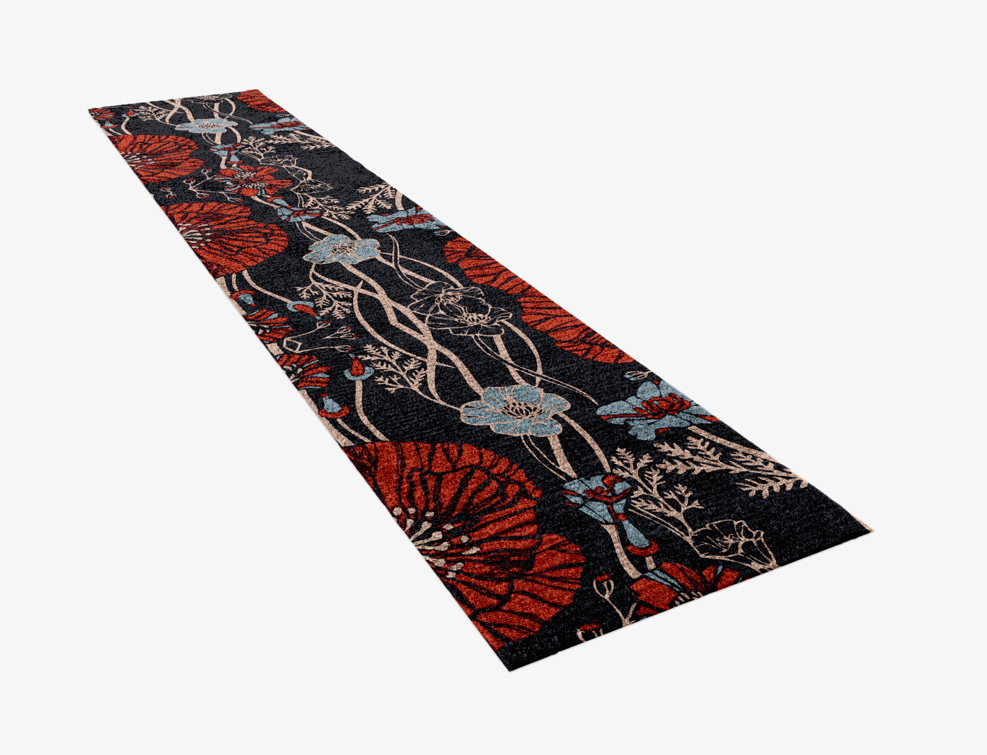 Sunken Garden Floral Runner Hand Knotted Bamboo Silk Custom Rug by Rug Artisan