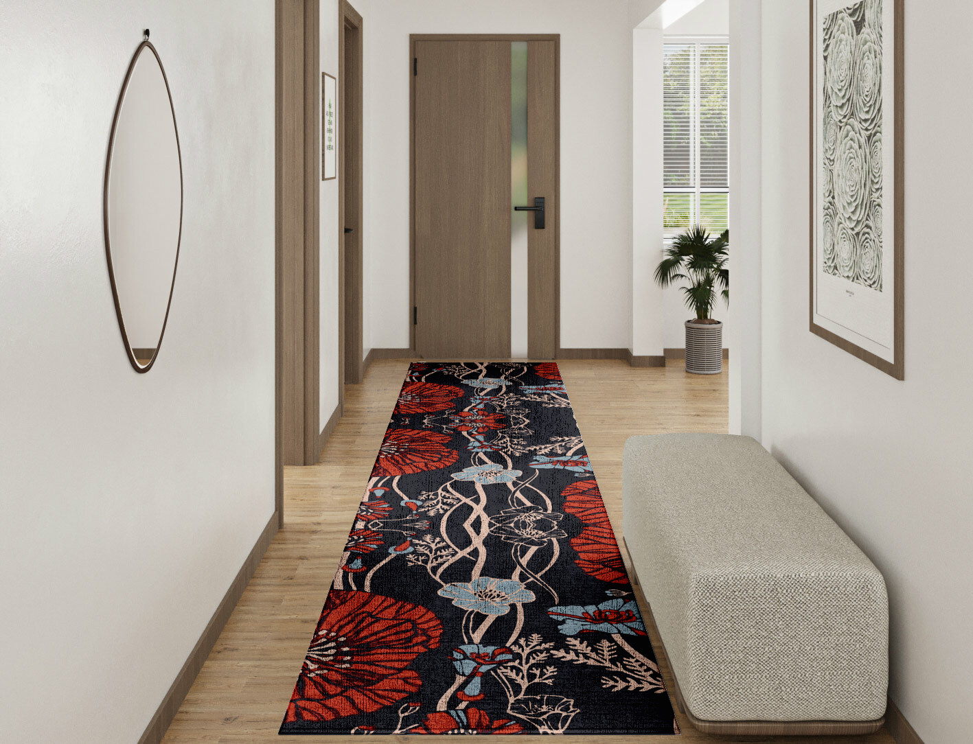 Sunken Garden Floral Runner Hand Knotted Bamboo Silk Custom Rug by Rug Artisan