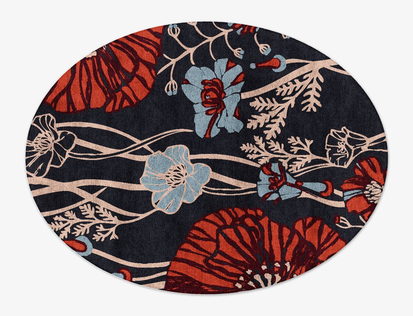Sunken Garden Floral Oval Hand Tufted Bamboo Silk Custom Rug by Rug Artisan