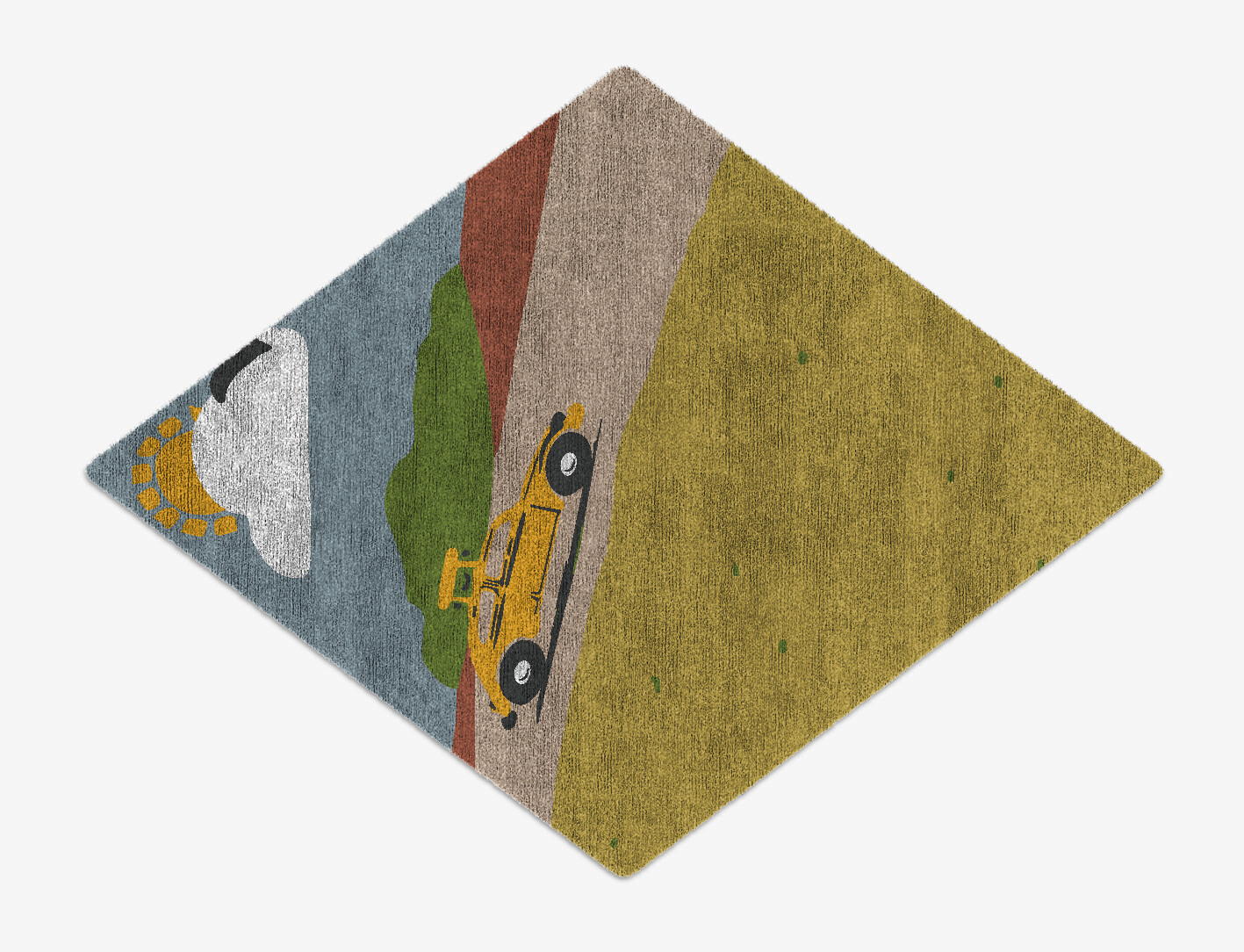 Sunny Race Kid Diamond Hand Knotted Bamboo Silk Custom Rug by Rug Artisan
