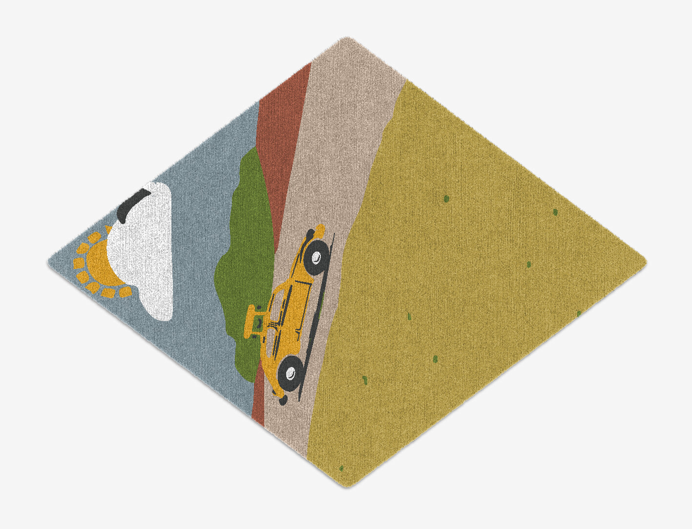 Sunny Race Kid Diamond Hand Knotted Tibetan Wool Custom Rug by Rug Artisan