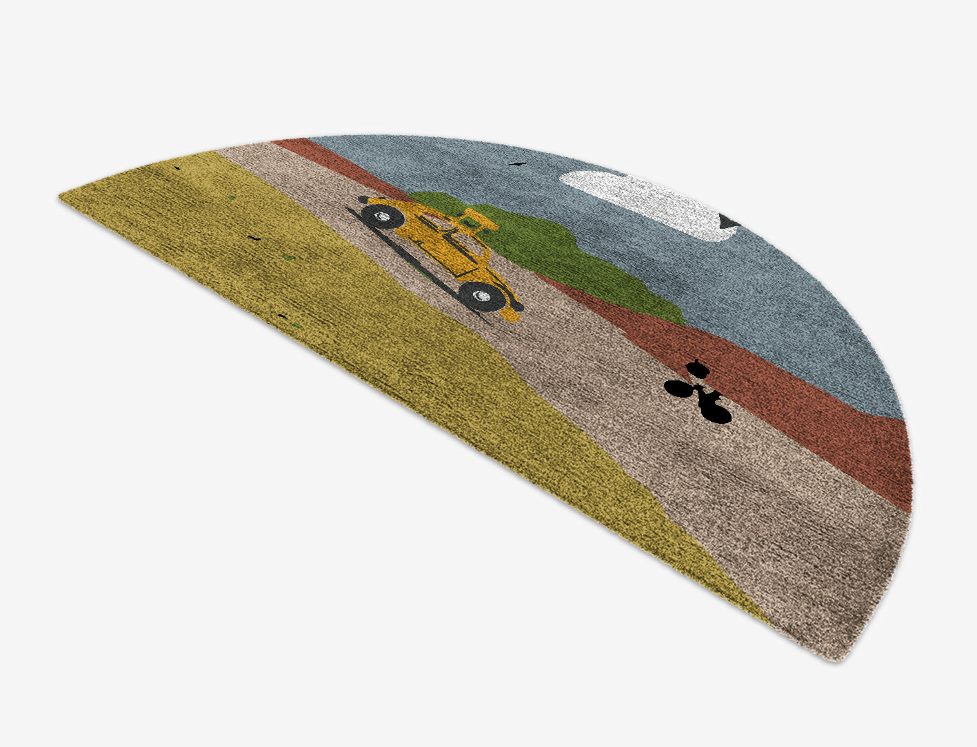 Sunny Race Kid Halfmoon Hand Knotted Bamboo Silk Custom Rug by Rug Artisan