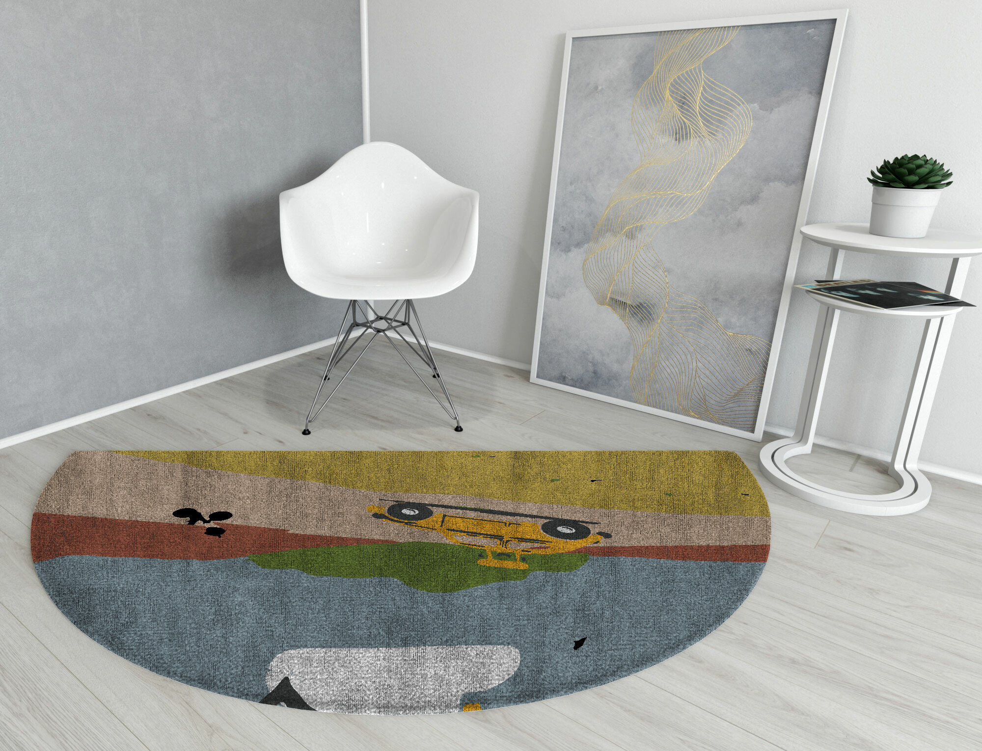 Sunny Race Kid Halfmoon Hand Knotted Bamboo Silk Custom Rug by Rug Artisan