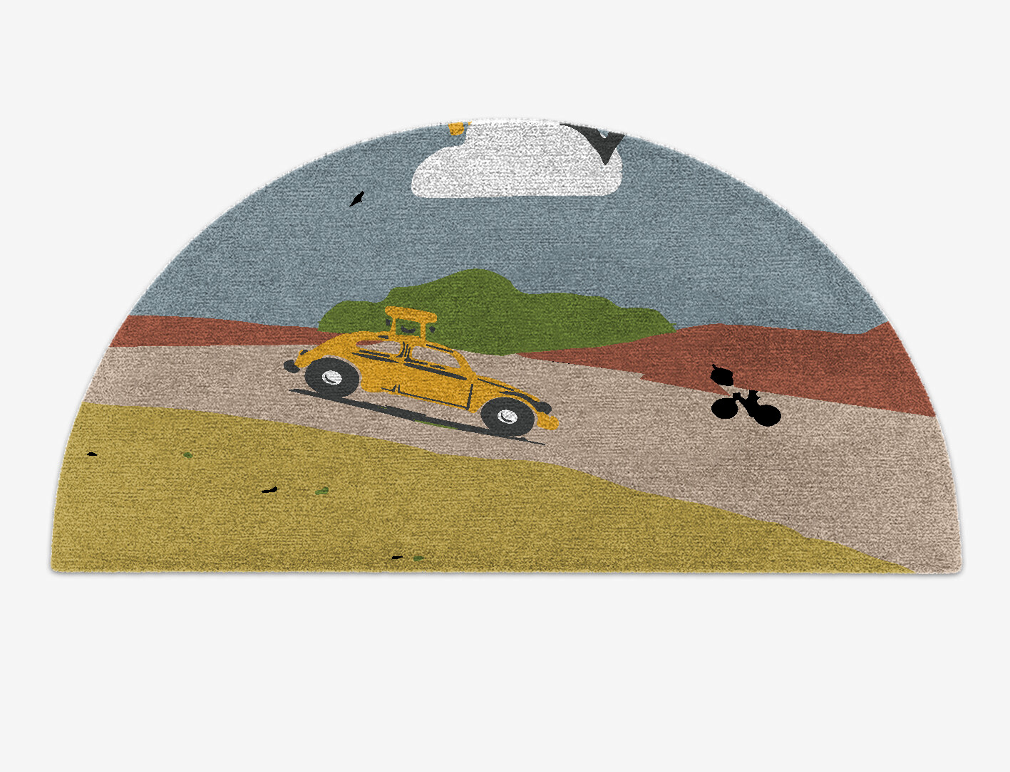 Sunny Race Kid Halfmoon Hand Knotted Tibetan Wool Custom Rug by Rug Artisan