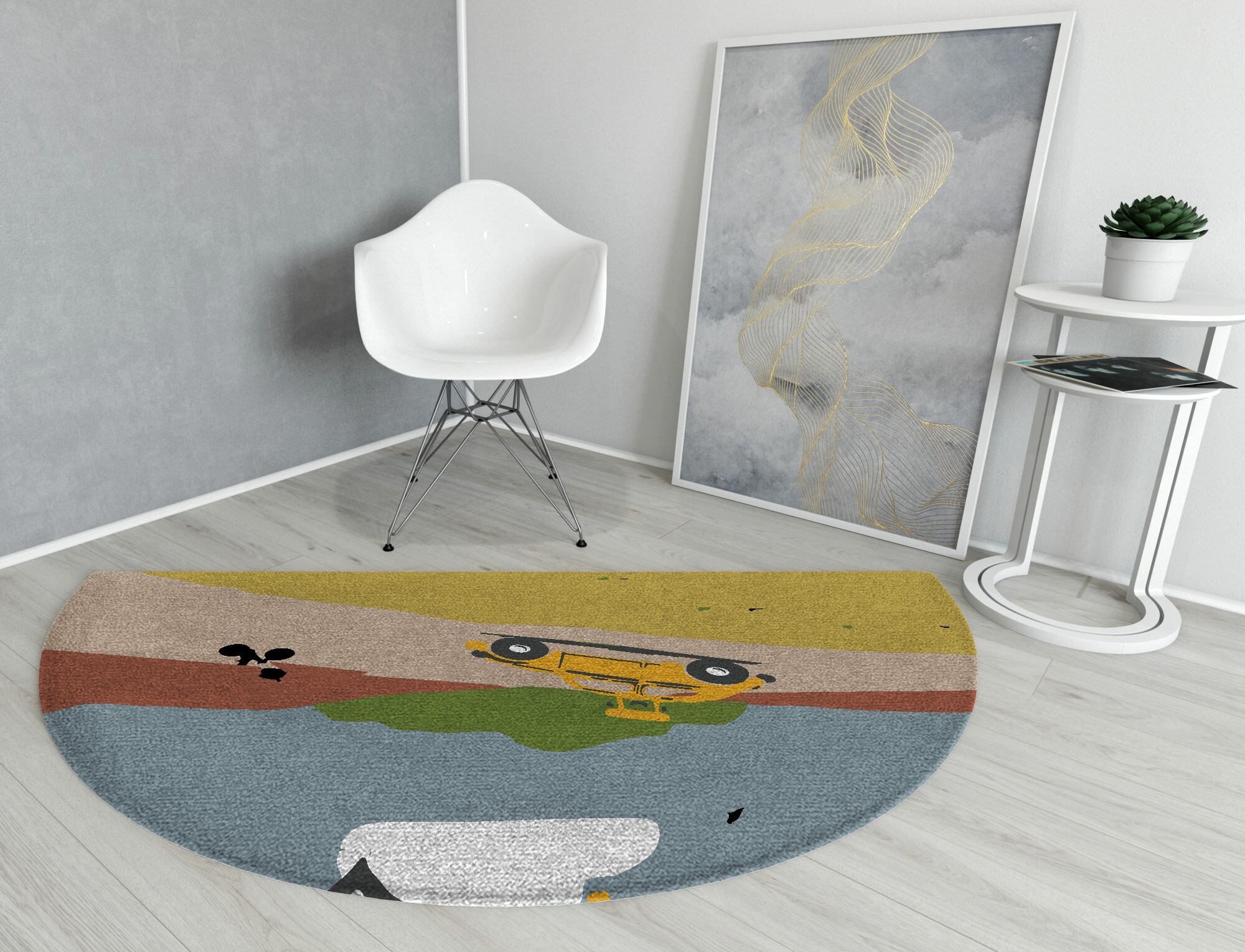 Sunny Race Kid Halfmoon Hand Knotted Tibetan Wool Custom Rug by Rug Artisan