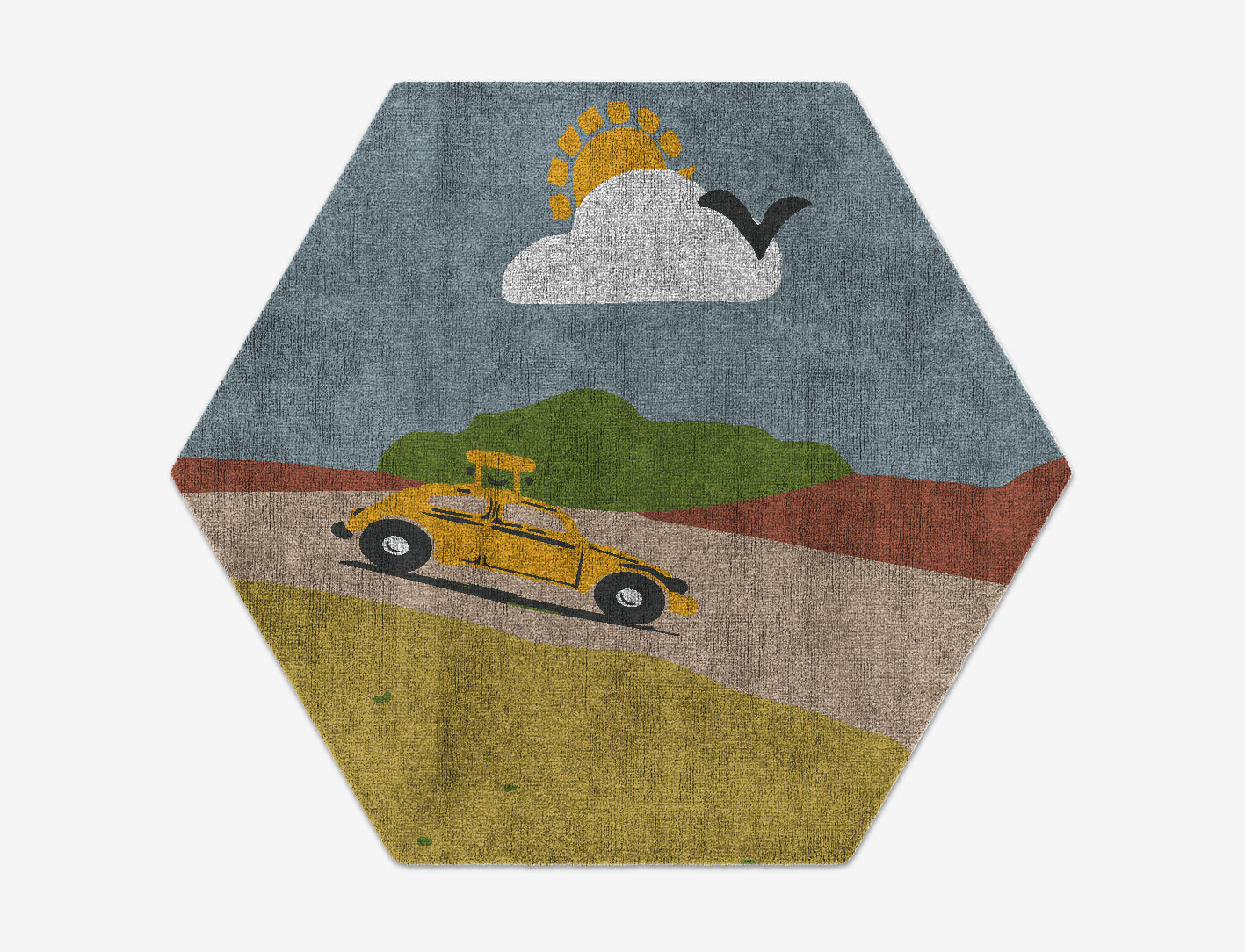 Sunny Race Kid Hexagon Hand Knotted Bamboo Silk Custom Rug by Rug Artisan