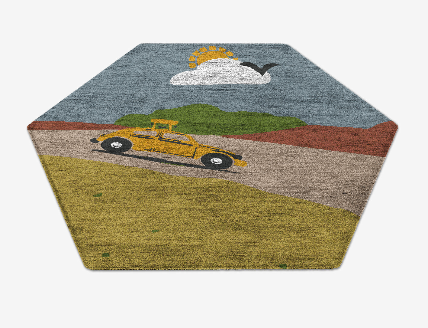 Sunny Race Kid Hexagon Hand Knotted Bamboo Silk Custom Rug by Rug Artisan