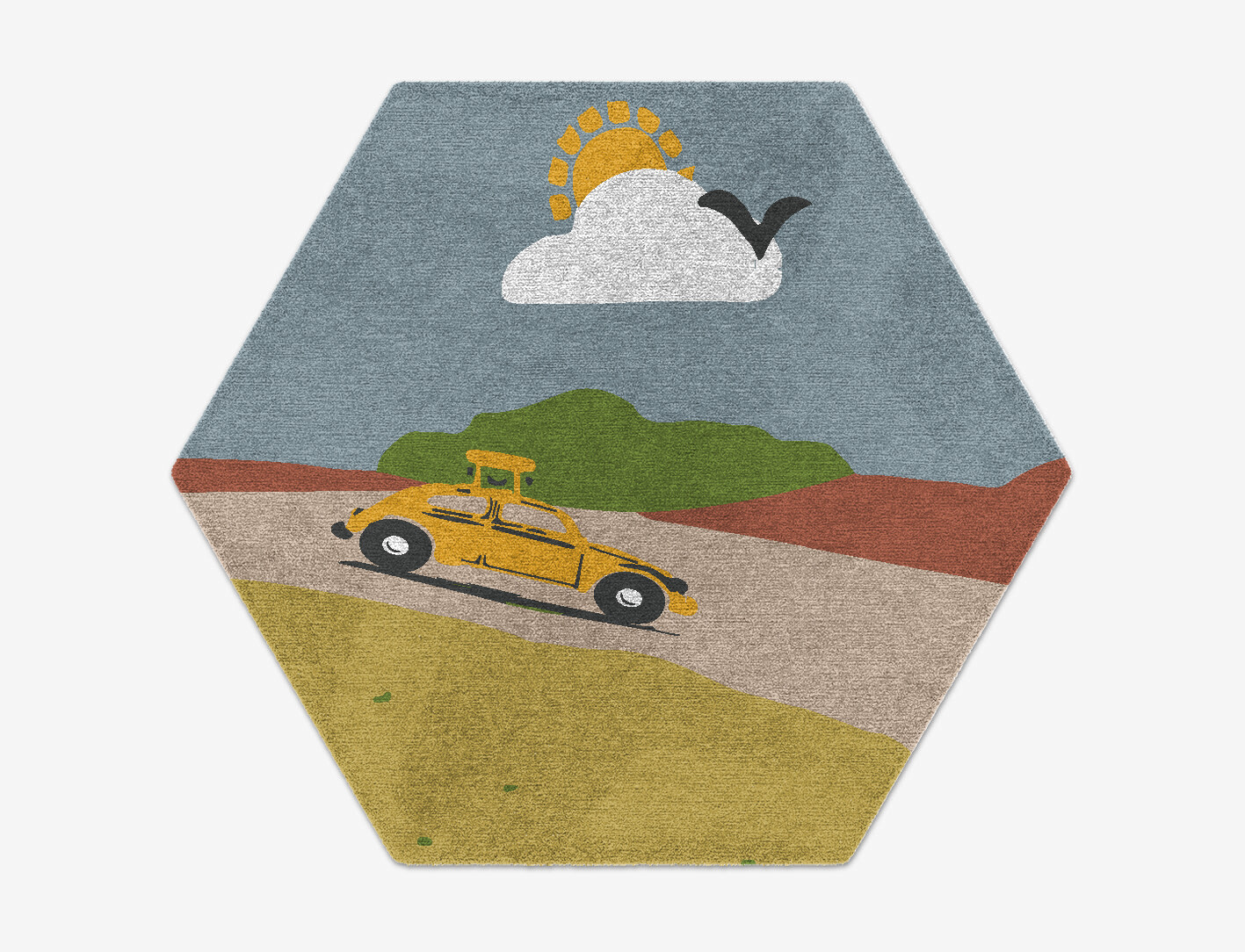 Sunny Race Kid Hexagon Hand Knotted Tibetan Wool Custom Rug by Rug Artisan