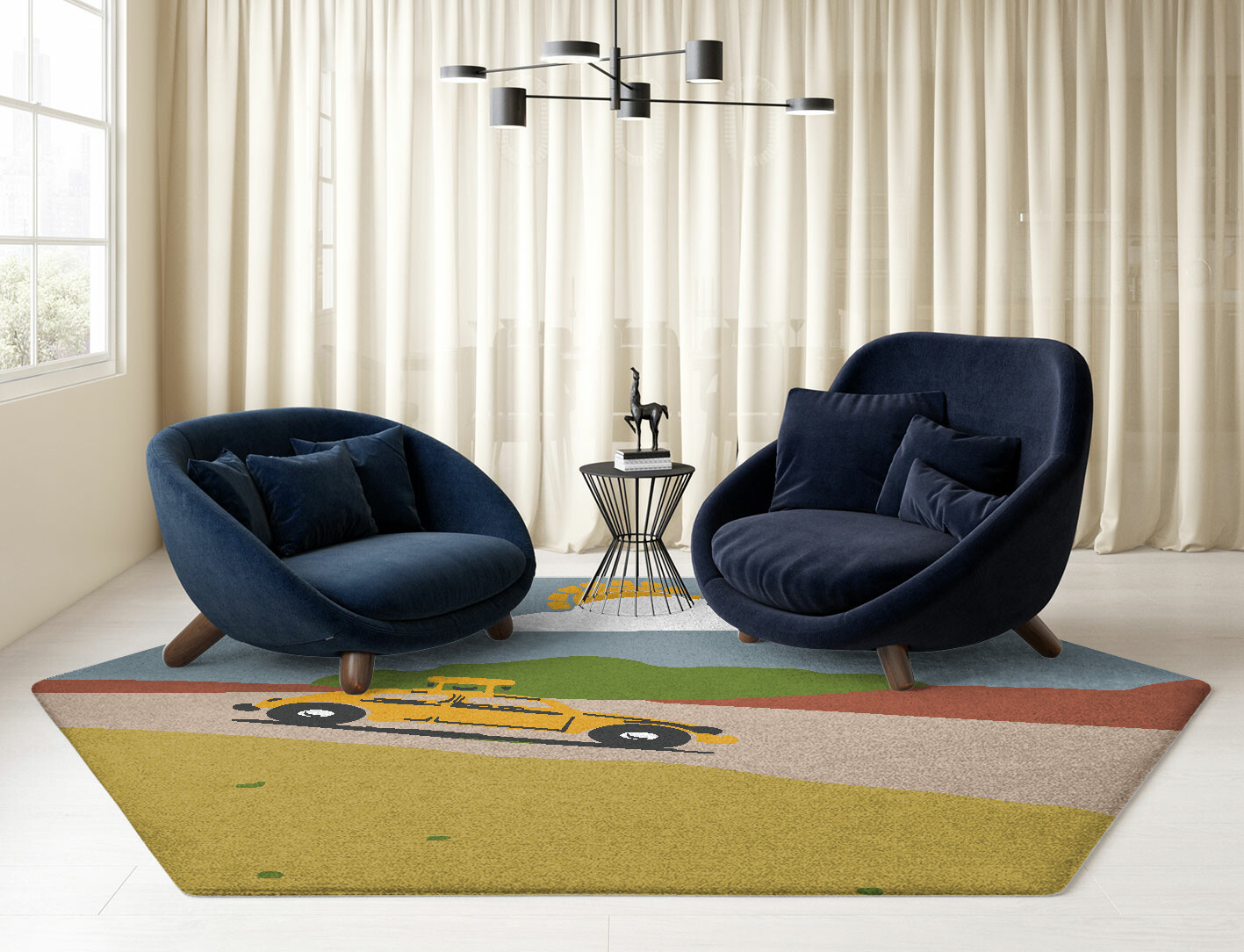 Sunny Race Kid Hexagon Hand Knotted Tibetan Wool Custom Rug by Rug Artisan