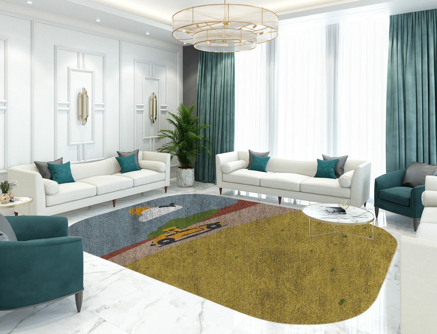 Sunny Race Kid Oblong Hand Knotted Bamboo Silk Custom Rug by Rug Artisan