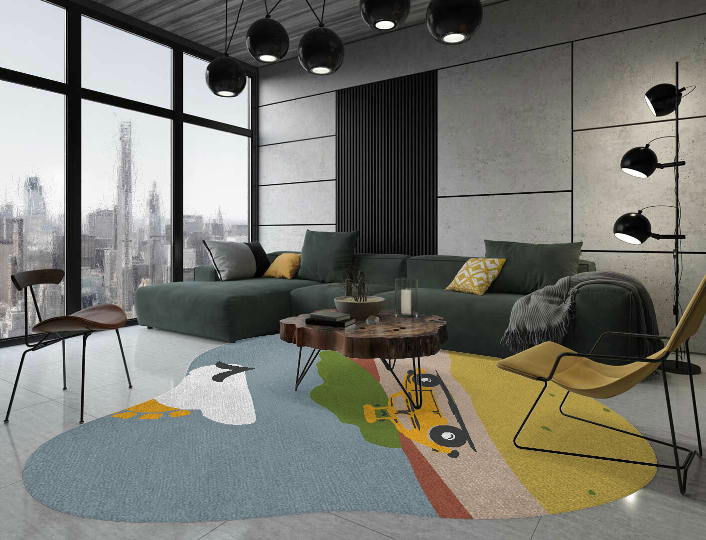 Sunny Race Kid Splash Hand Knotted Tibetan Wool Custom Rug by Rug Artisan